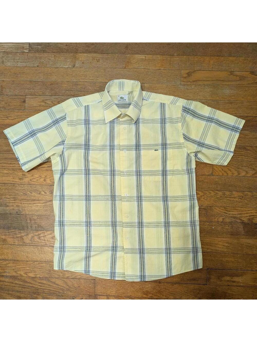 Vintage 90s Y2K Lacoste Plaid Button-Down Cotton Shirt Size 41 / Men's M